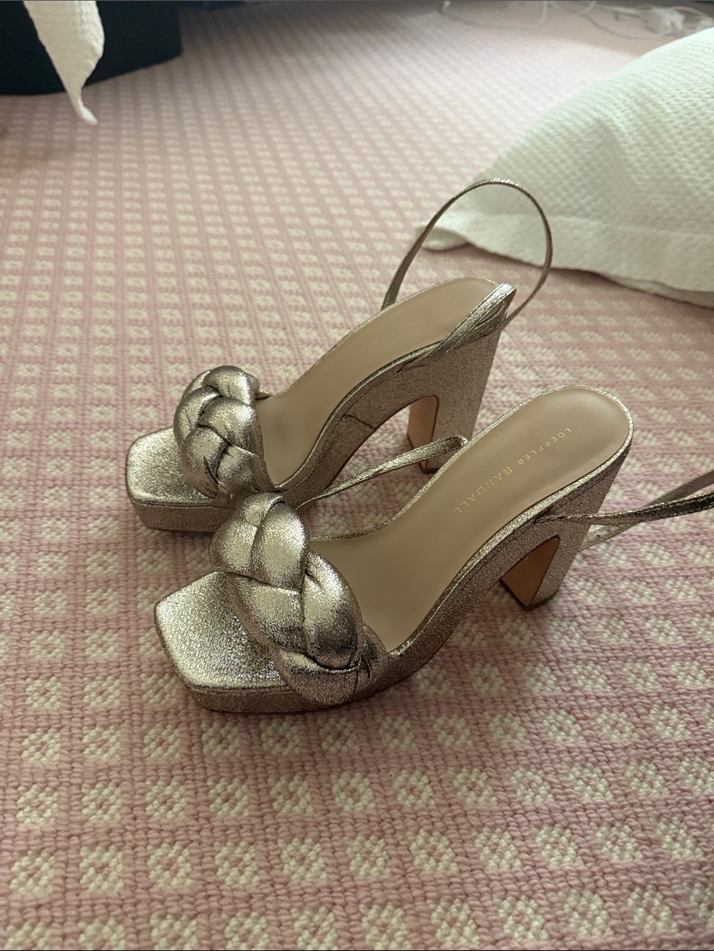 Loeffler Randall Braided Slingback Platform Heels - Metallic Gold